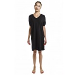 Ruched Sleeve Dress - Black